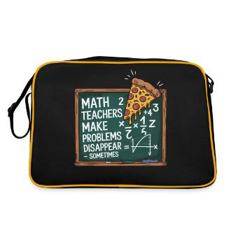 Funny Math Teacher Design Pizza & Problem Solving - Retro Bag - black/gold - Back