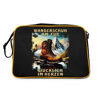 WANDERSCHUH AM FUß GLÜCKLICH IM HERZEN - Retro Tasche - Schwarz/Gold - Hinten