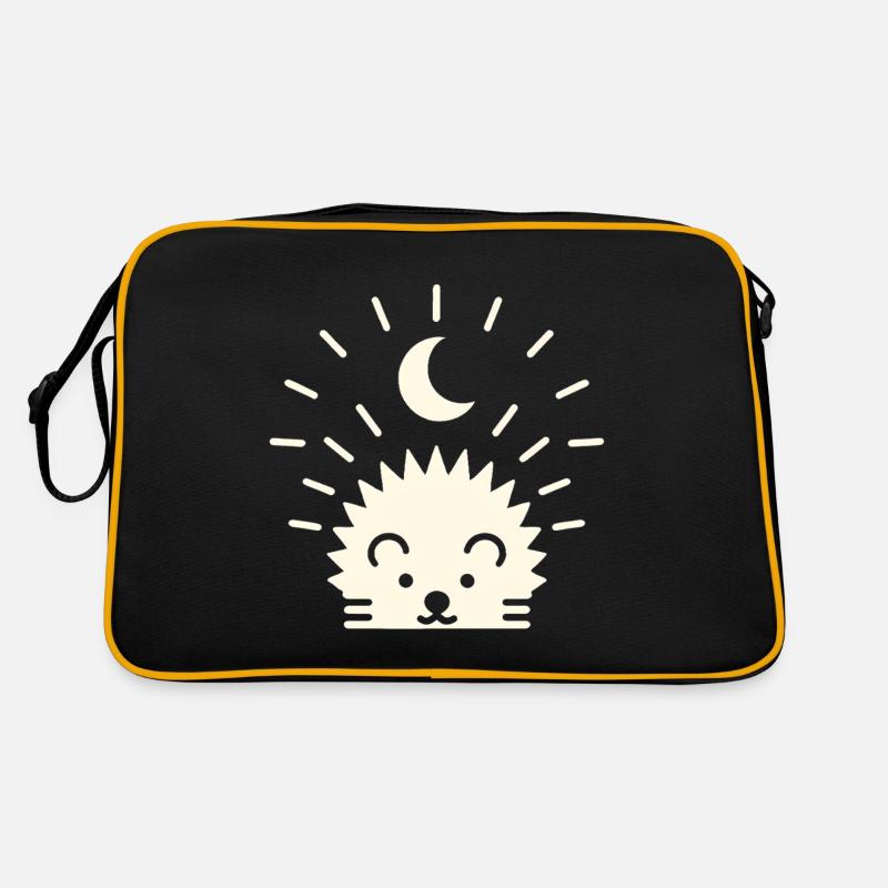 Hérisson au clair de lune - Sac Retro - noir/or