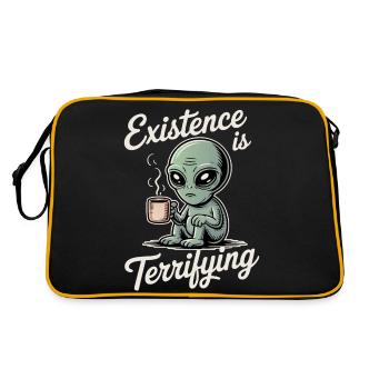 Existence is Terrifying Funny Alien UFO Coffee - Retro Bag - black/gold - Back