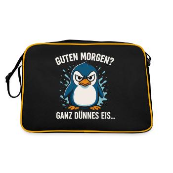 Good morning? Very Thin – Penguin Saying - Retro Bag - black/gold - Back