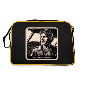 PILOT, ADVENTURE AWAITS - Retro Bag - black/gold - Back