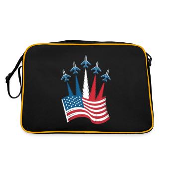 Drapeau patriotique des États-Unis avec un avion à réaction - Sac Retro - noir/or - Dos