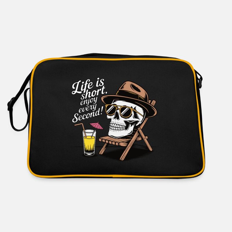 SKELETONS, LIFE IS SHORT, ENJOY EVERY SECOND Retro Bag