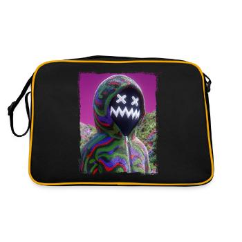 Masque Psychédélique Figurine Neon Glitch Graphique - Sac Retro - noir/or - Dos