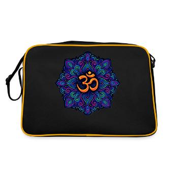 Goa Merch Mandala - Psytrance und Goa Party - Retro Tasche - Schwarz/Gold - Hinten