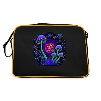 Goa Mushrooms - Psytrance und Goa Party - Retro Tasche - Schwarz/Gold - Hinten