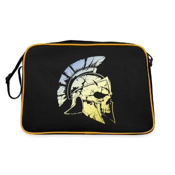 Spartaner Gladiator Skull - Retro Tasche - Schwarz/Gold - Hinten