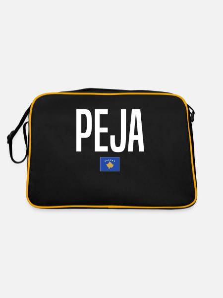 Peja Kosovo - Retro Tasche - Schwarz/Gold - Hinten