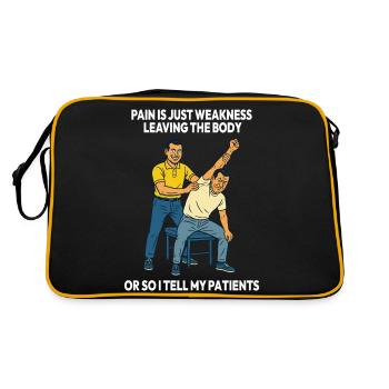 Physiotherapie Lustiger Schmerz Ist Nur Schwäche - Retro Tasche - Schwarz/Gold - Hinten