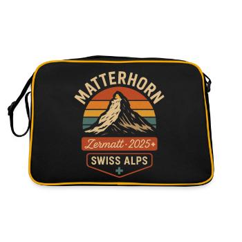 Matterhorn Zermatt Berge Schweiz Alpen Berg - Retro Tasche - Schwarz/Gold - Hinten