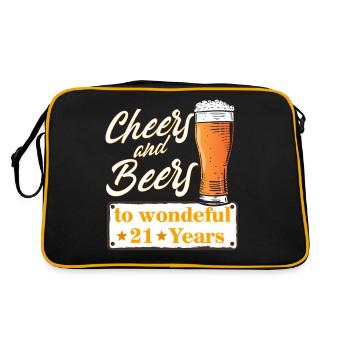 Cheers and Beers to wonderful 21 Years - Retro Tasche - Schwarz/Gold - Hinten