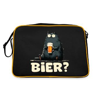 Funny cat with beer - Retro Bag - black/gold - Back