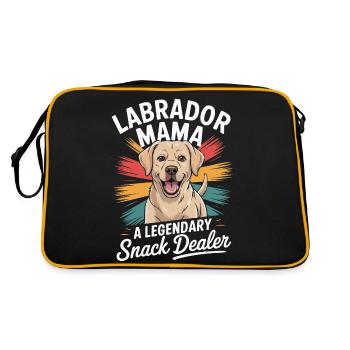 Labrador Mama Mama, Legendärer Snack-Dealer - Retro Tasche - Schwarz/Gold - Hinten