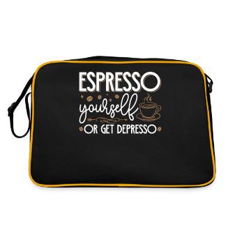 Espresso Yourself Barista Kaffee - Retro Tasche - Schwarz/Gold - Hinten