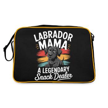 Labrador Mama Mama, Legendärer Snack-Dealer - Retro Tasche - Schwarz/Gold - Hinten