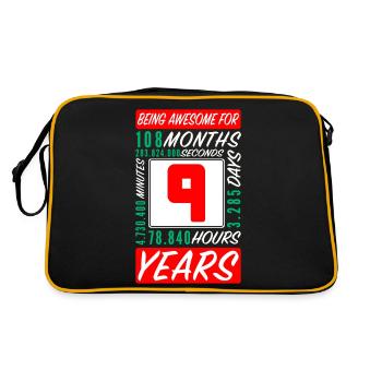 Enfants 9 Ans Anniversaire Mois Heures - Sac Retro - noir/or - Dos