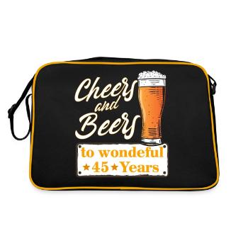 Cheers and Beers to wonderful 45 Years - Retro Tasche - Schwarz/Gold - Hinten