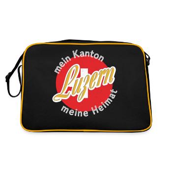 Meine Heimat Luzern Geschenk - Retro Tasche - Schwarz/Gold - Hinten
