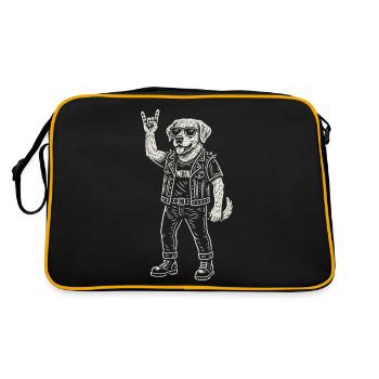 Rock Musique Drôle Chien Golden Retriever Heavy Metal - Sac Retro - noir/or - Dos