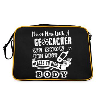 Geocaching Never Mess With Geocacher - Retro Bag - black/gold - Back