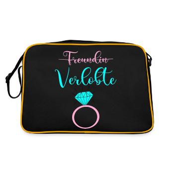 Freundin durchgestrichen Verlobte - Retro Tasche - Schwarz/Gold - Hinten