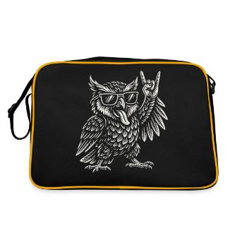 Musique rock, Hibou, Drôle, Heavy metal, Ambiance rétro - Sac Retro - noir/or - Dos