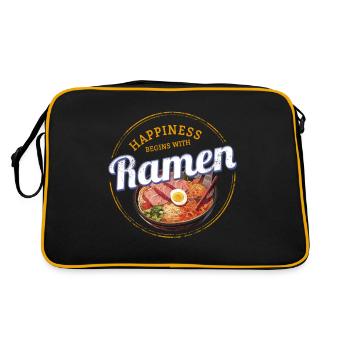 Ramen Noodle Soup Vintage Japan Retro Soup Design - Retro Bag - black/gold - Back