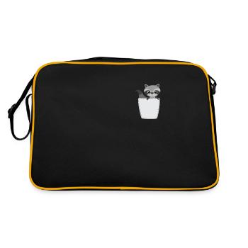 Raccoon in breast pocket - Retro Bag - black/gold - Back