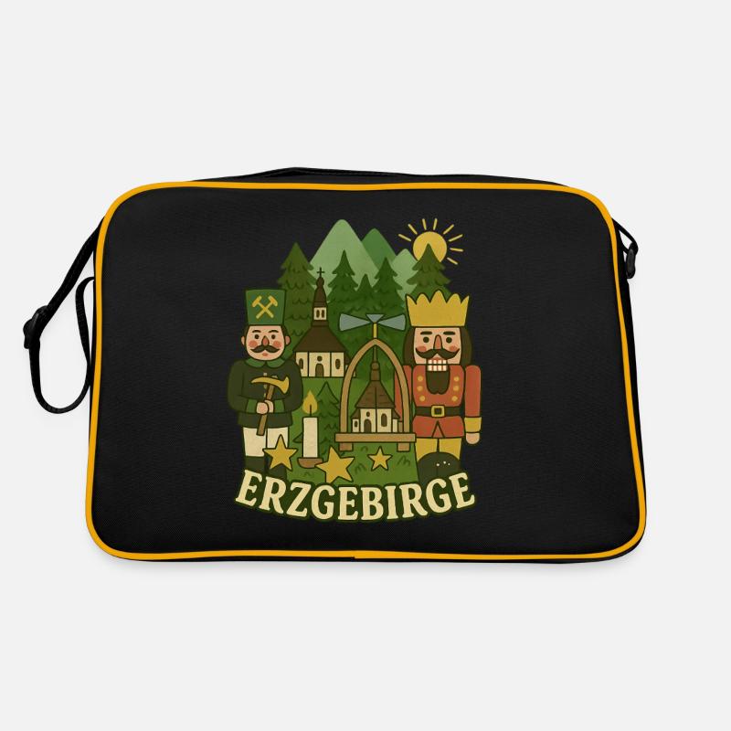 Erzgebirge Nussknacker - Retro Tasche - Schwarz/Gold