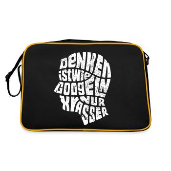 Denken ist wie Googeln nur krasser Geschenk - Retro Tasche - Schwarz/Gold - Hinten