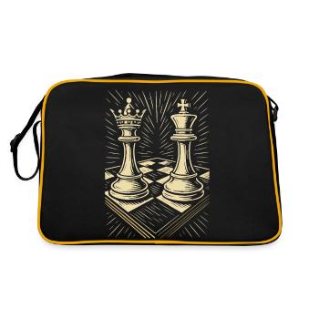 Schachspieler Schachbrett König Königin Enthusiast - Retro Tasche - Schwarz/Gold - Hinten