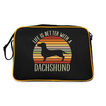 La vie est meilleure avec un teckel, Sunset Doxie - Sac Retro - noir/or - Dos
