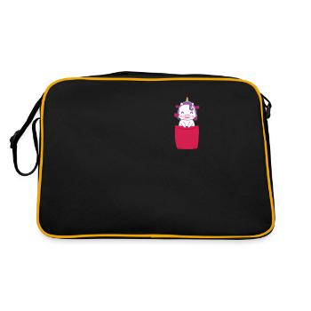 Licorne Chemise Sac Poitrine Cadeau Licorne - Sac Retro - noir/or - Dos