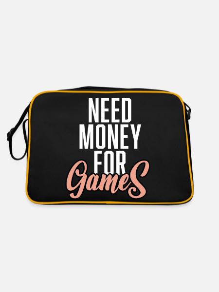 Need Money For Games - Retro Bag - black/gold - Back