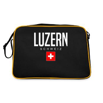 Luzern Schweiz - Retro Tasche - Schwarz/Gold - Hinten