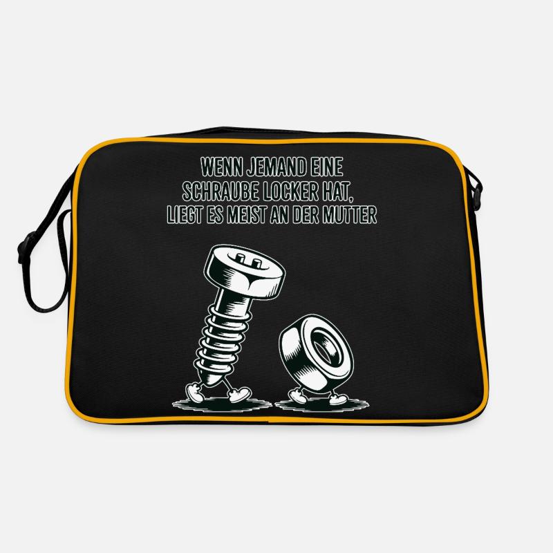 Wenn jemand eine Schraube locker hat Mutter Spruch Retro Tasche