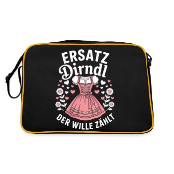Ersatz Dirndl – der Wille zählt - Retro Tasche - Schwarz/Gold - Hinten
