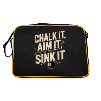 Chalk It, Aim It, Sink It – Billiard Design - Retro Tasche - Schwarz/Gold - Hinten