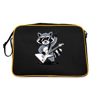 Rock Raccoon – avec guitare et style rock - Sac Retro - noir/or - Dos