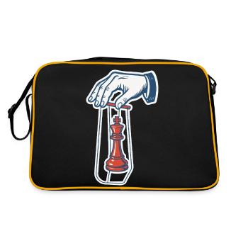 Schachspieler Lustige Schachkönig Puppe - Retro Tasche - Schwarz/Gold - Hinten