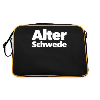 Old Swede Funny Expression Saying - Retro Bag - black/gold - Back