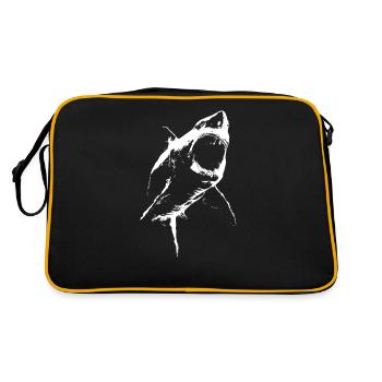 Requin géant menaçant – Silhouette noire et blanche - Sac Retro - noir/or - Dos