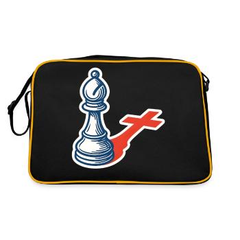 Chess Player Funny Bishop Shadow Design - Retro Bag - black/gold - Back
