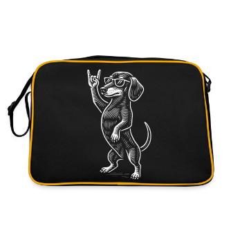 Rock Musique Drôle Heavy Metal Rétro Teckel - Sac Retro - noir/or - Dos