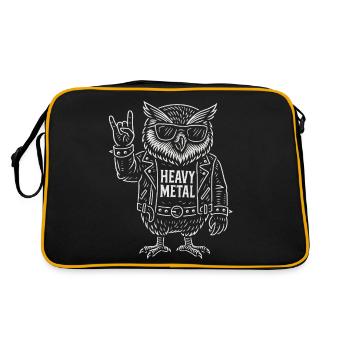Heavy Metal Eule Rock Musik Lustig Retro - Retro Tasche - Schwarz/Gold - Hinten