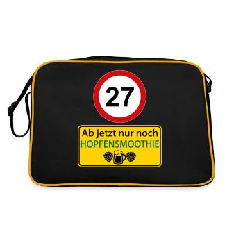27 Ab jetzt nur noch Hopfensmoothie - Retro Tasche - Schwarz/Gold - Hinten