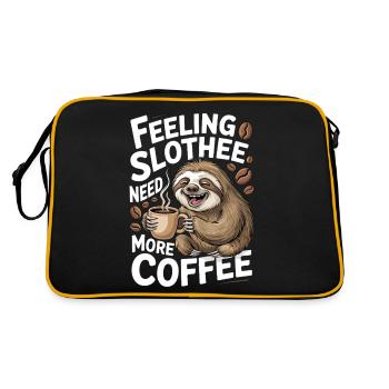 Lustiges Faultier Kaffee Design - Retro Tasche - Schwarz/Gold - Hinten