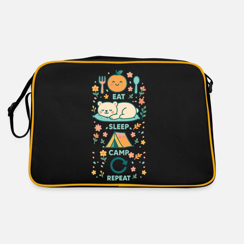 Manger Dormir Camp Répéter Funny Camper Sac Retro