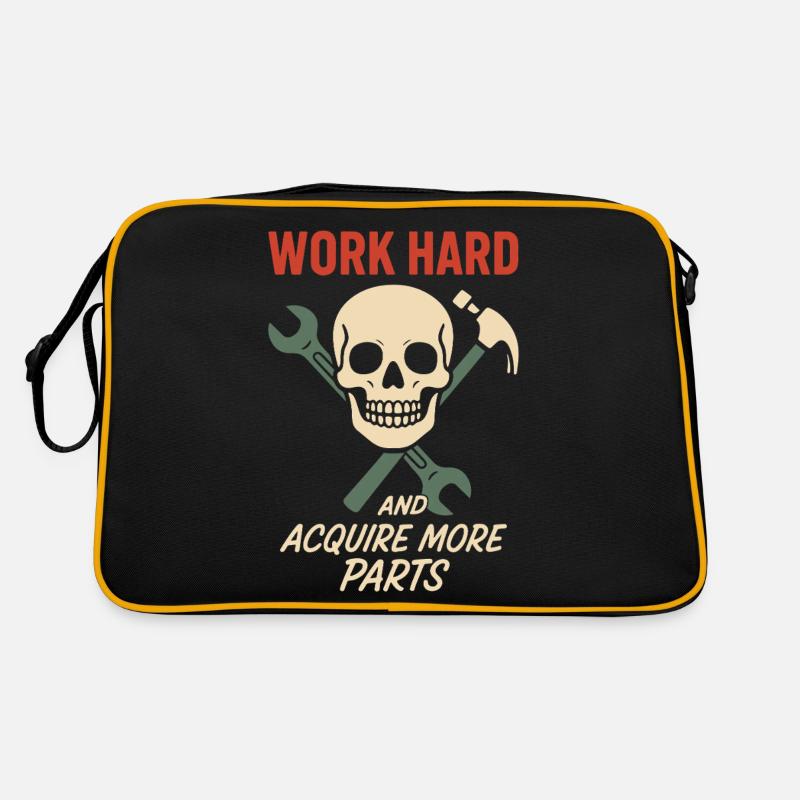Travailler dur, acquérir plus de pièces, de garages, d’humour - Sac Retro - noir/or
